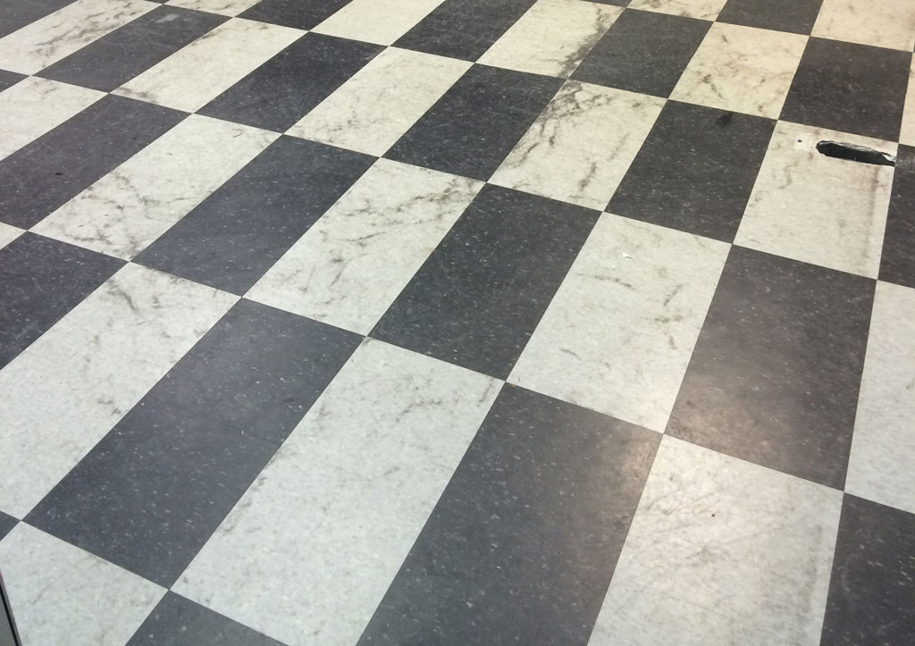 VCT vinyl composite tile before floor waxing