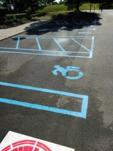 Handicap, ADA racing, wheelchair, logo, stencil, line striping, parking lot painting