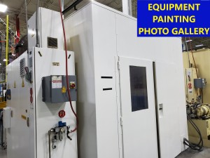 Large white industrial machine labeled with Equipment Painting Photo Galley text